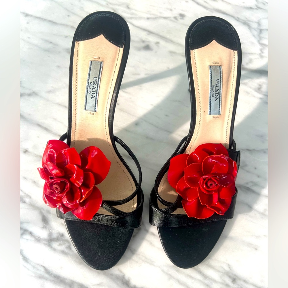 PRADA Mules with Red Flower